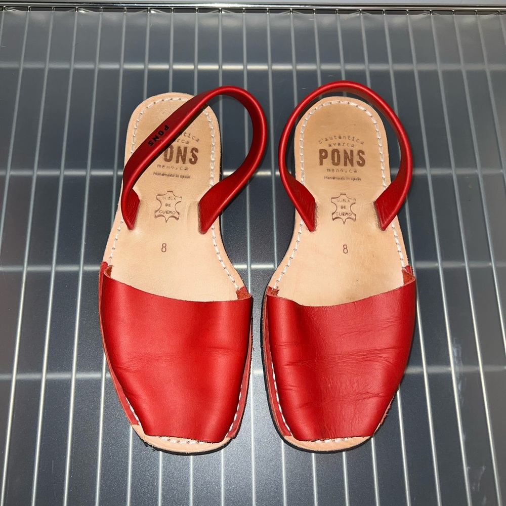 Women's Red Leather Sandals